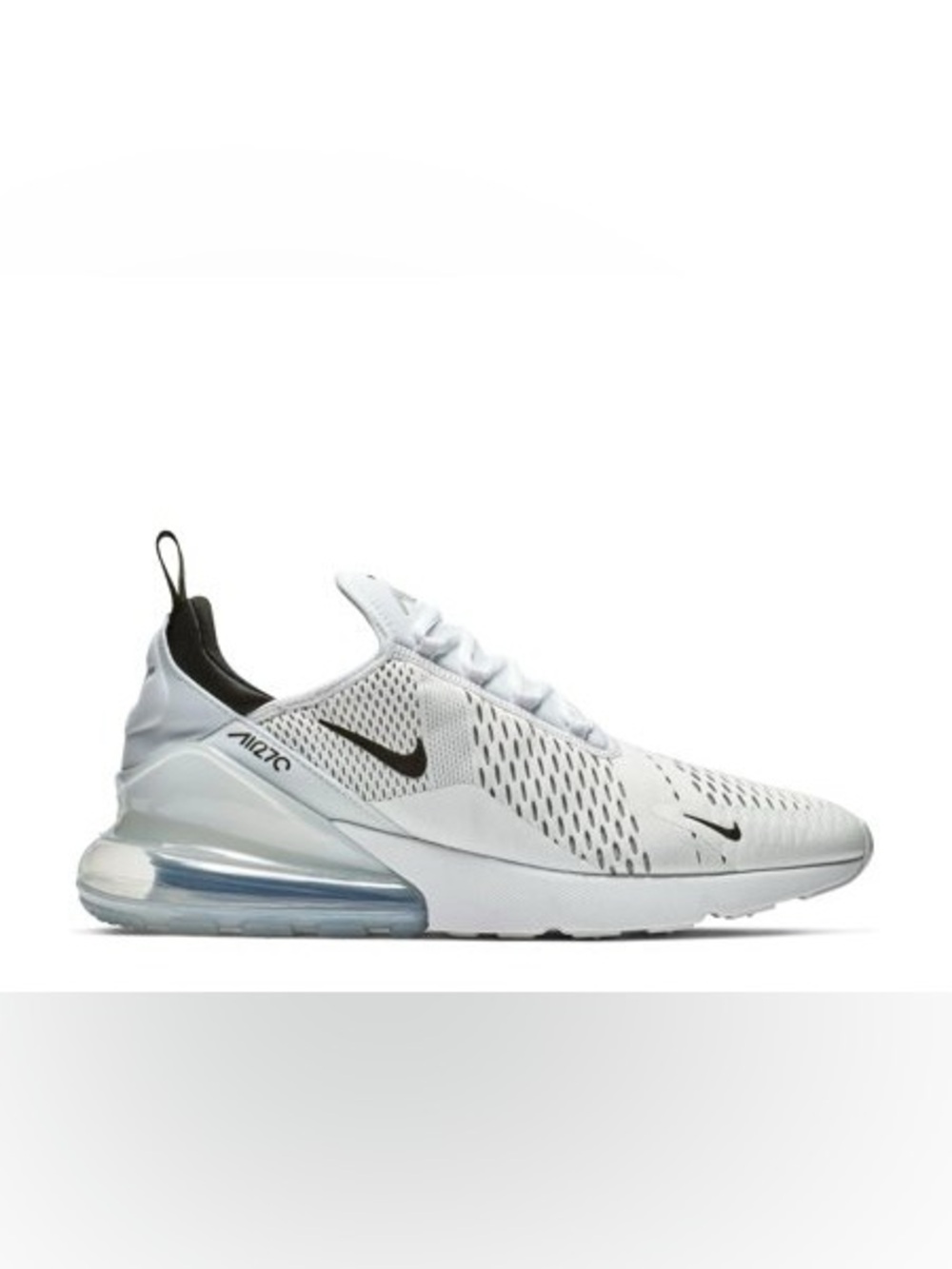 Nike White and Black Air Max 270 Lightweight Sneaker
